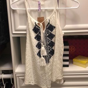 CUTE BLUE/WHITE FLOWY TANK TOP (FRANCESCAS) NWT